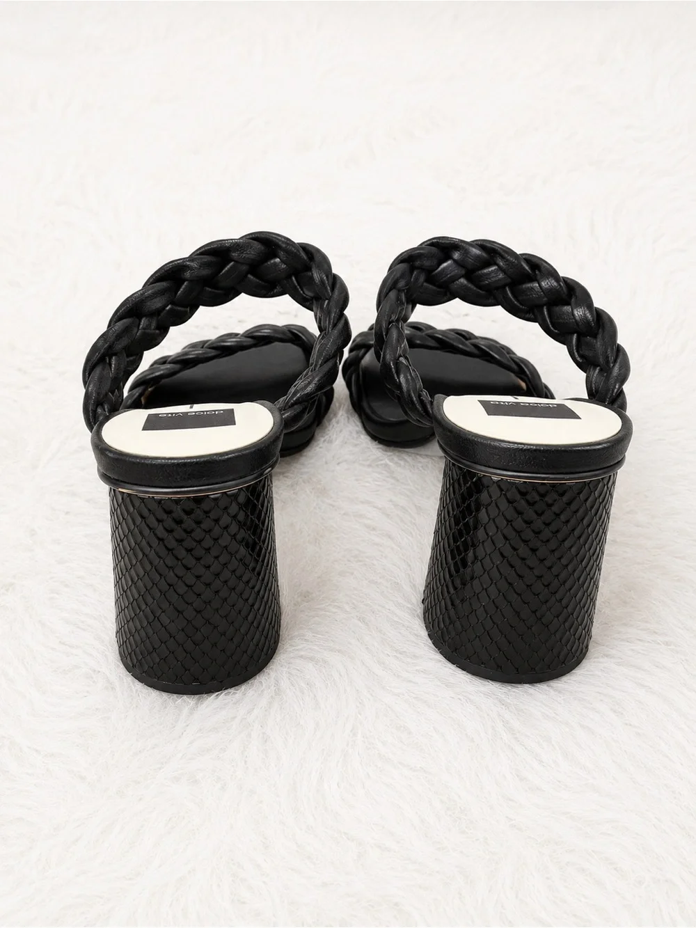 Dolce Vita Braided Block Heel Sandals Women’s Size 7 Black Square Toe Trendy - Picture 5 of 6
